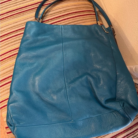 Coach Teal Blue Leather Edie Hobo Bag with Slouchy Design - Picture 1 of 6